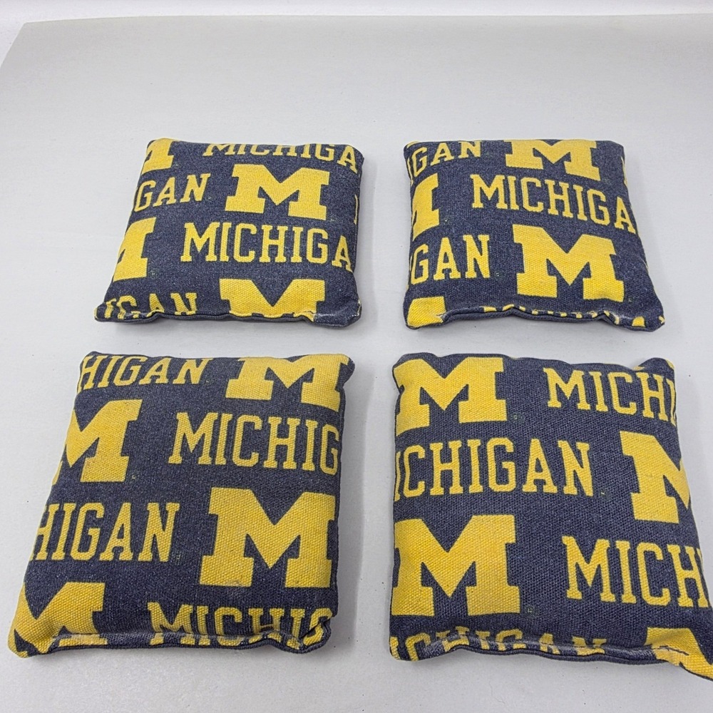 Michigan Wolverines Cornhole Bean Bags Set of 4 Navy Blue Yellow NCAA Tailgate